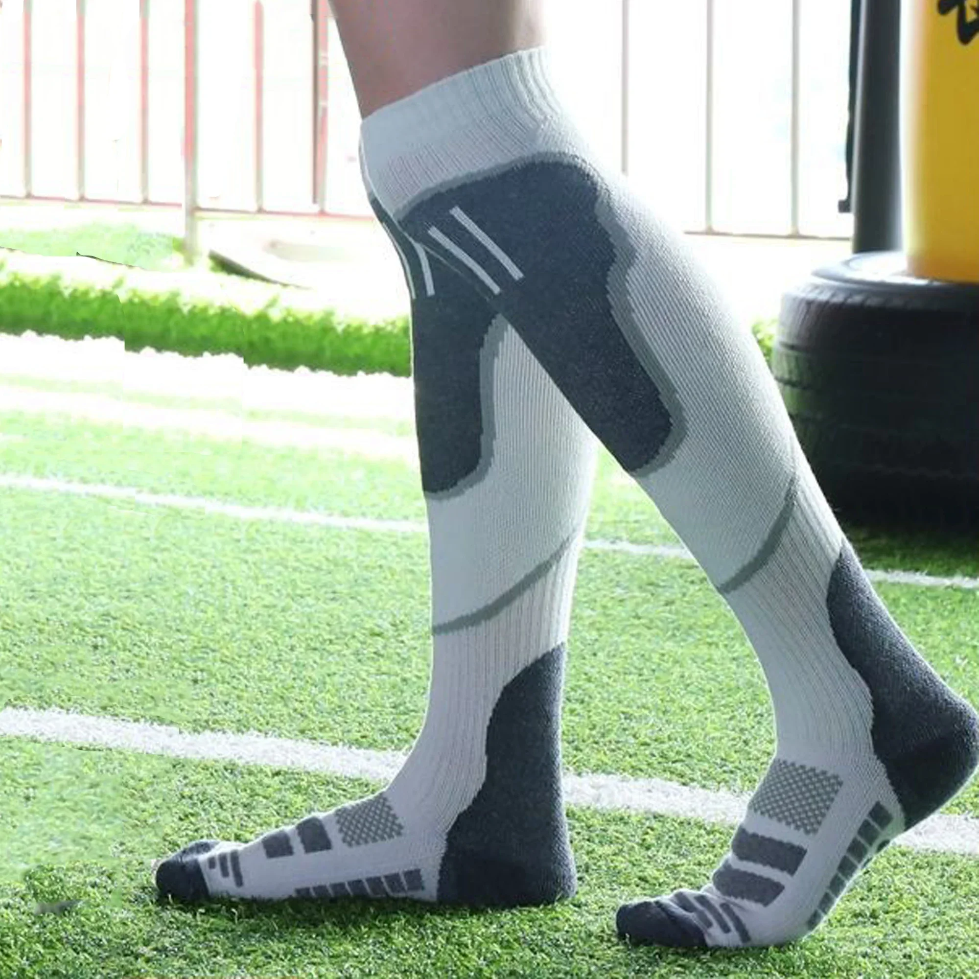 Athletic Sock Cushion - 무릎까지 오는 압박 스포츠 양말, 두툼한