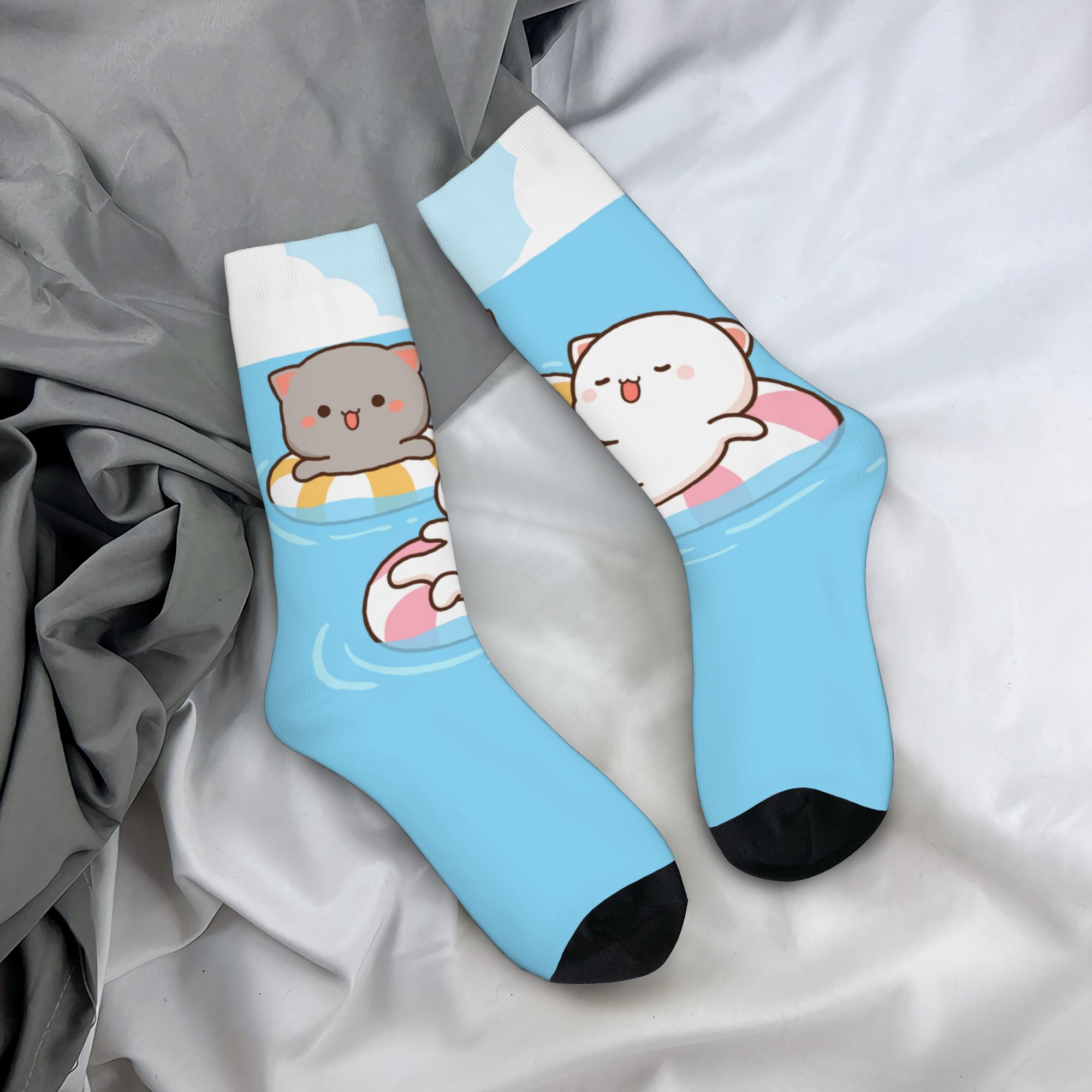 Dress Sock Men - 모찌 복숭아 고양이 커플 해변 남녀