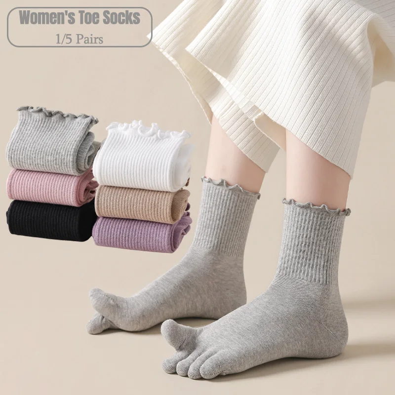 1/5켤레 여성용 발가락 양말, 러플 장식, 부드러운  - Toe Sock Split 리뷰 및 가격